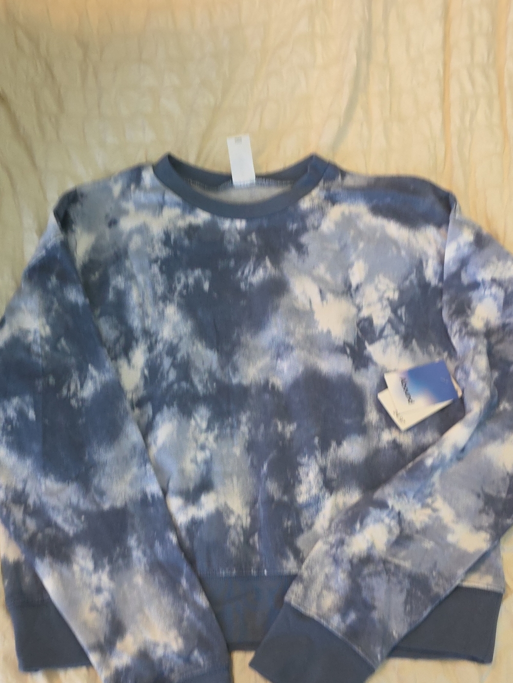 Abound Blue Tie-Dye Crewneck Crop Sweater